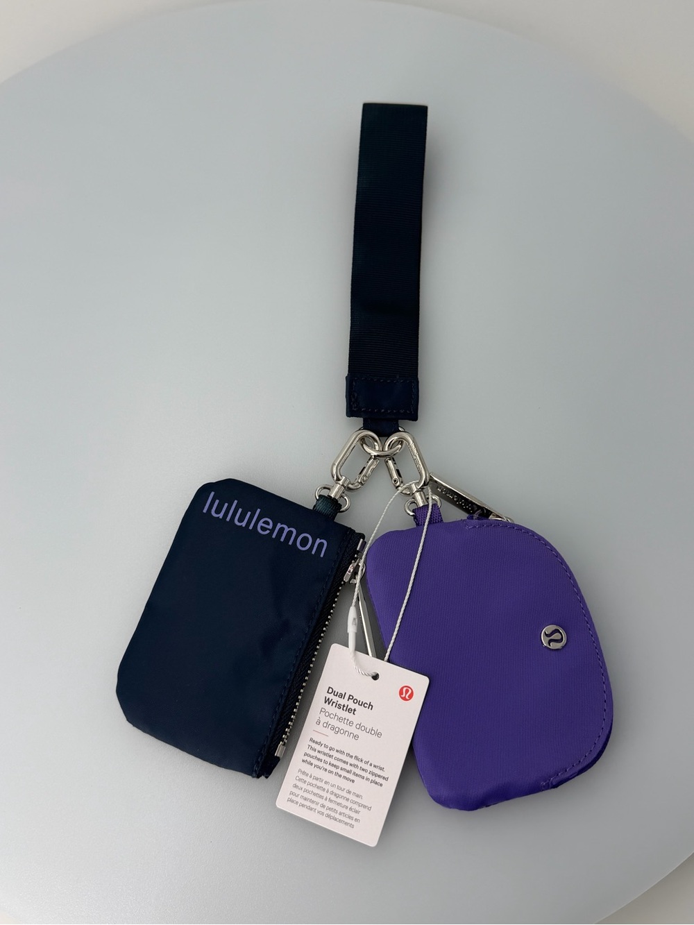lululemon Dual Pouch Wristlet in Purple and Navy